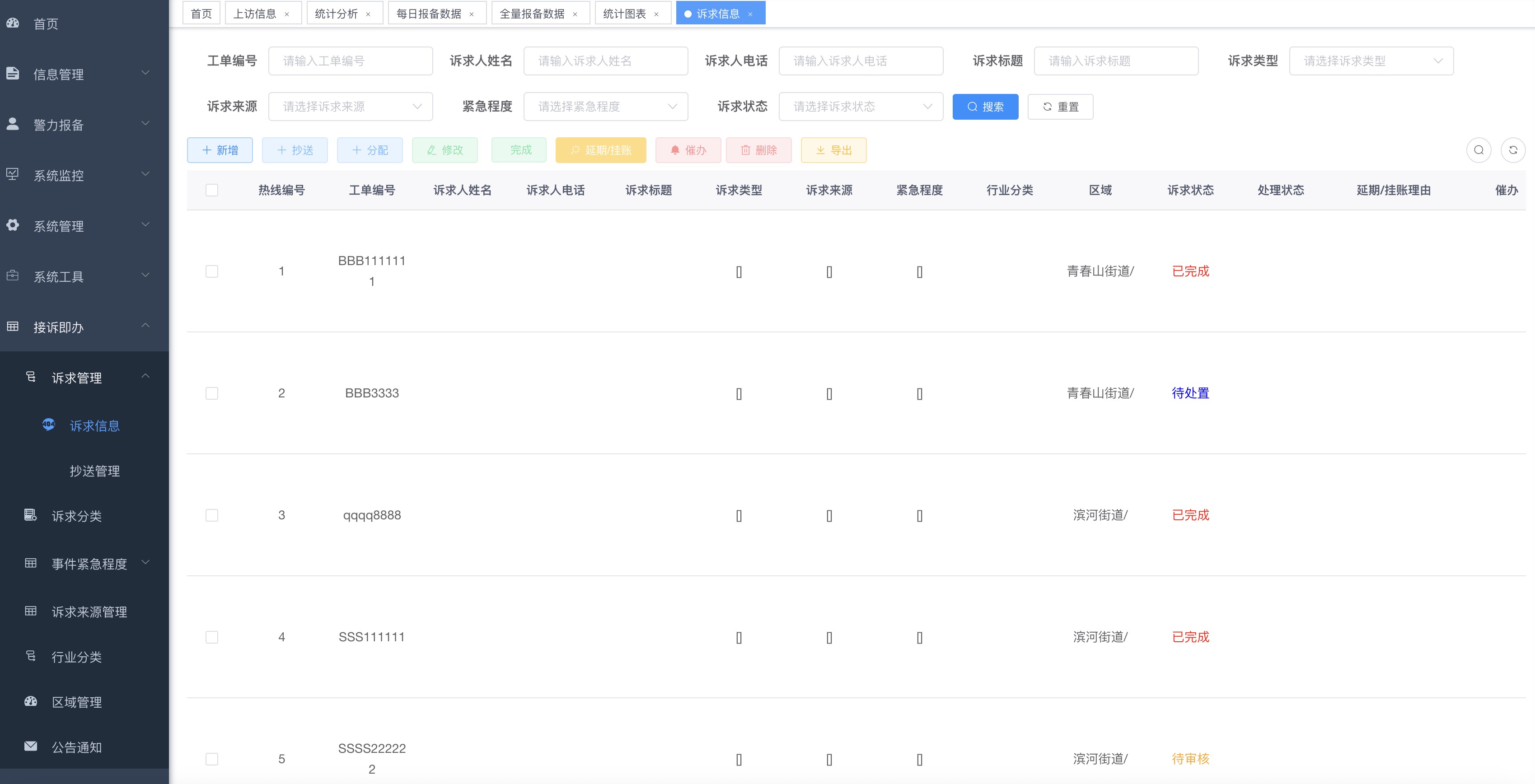 诉求信息