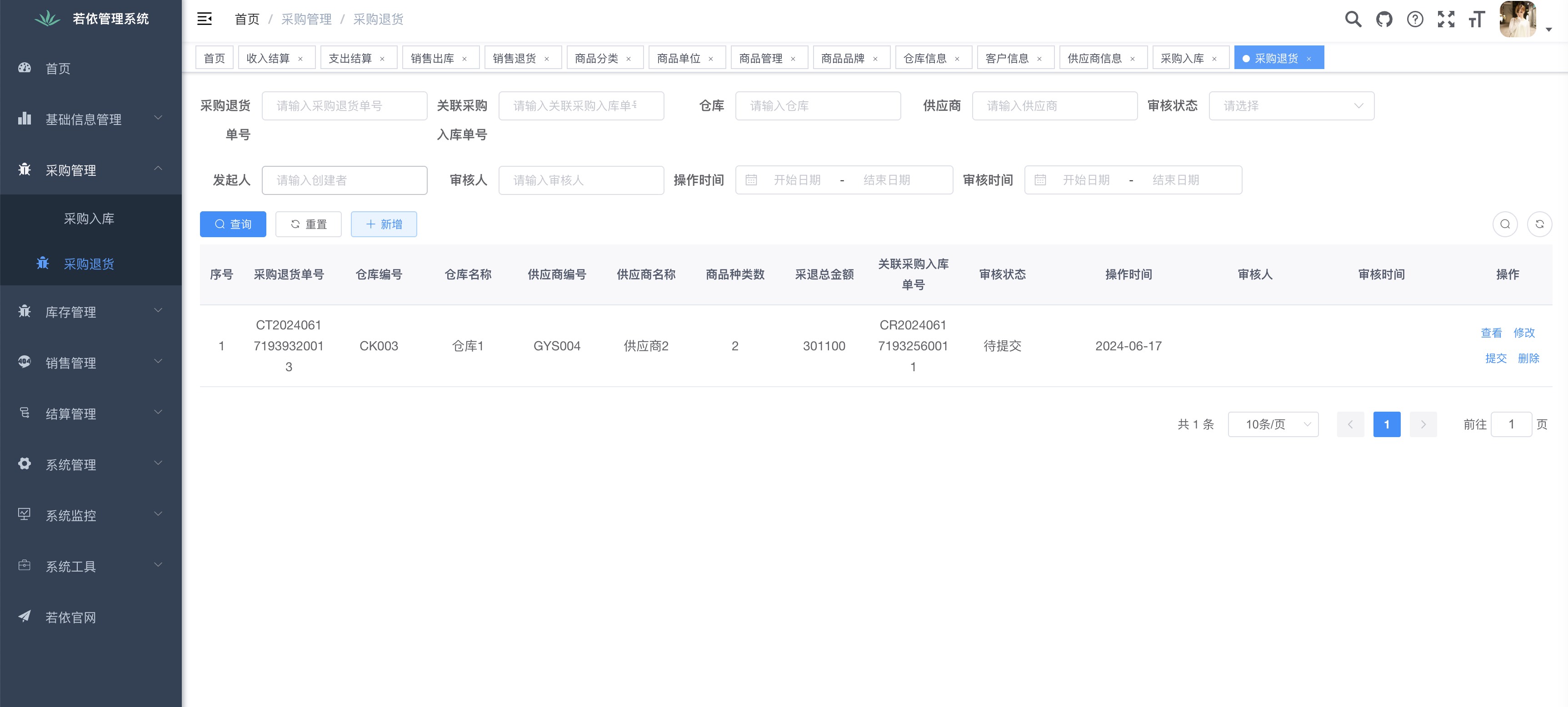 采购退货