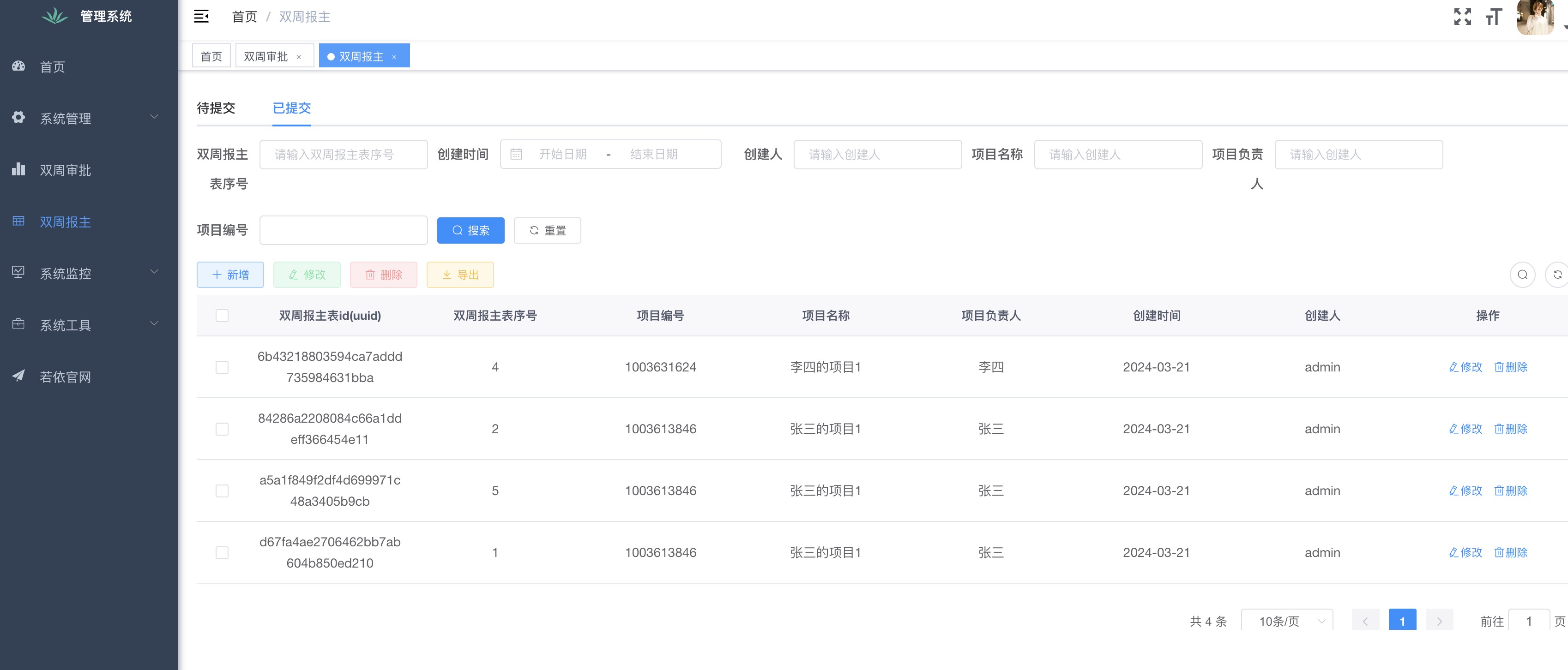 双周报提交