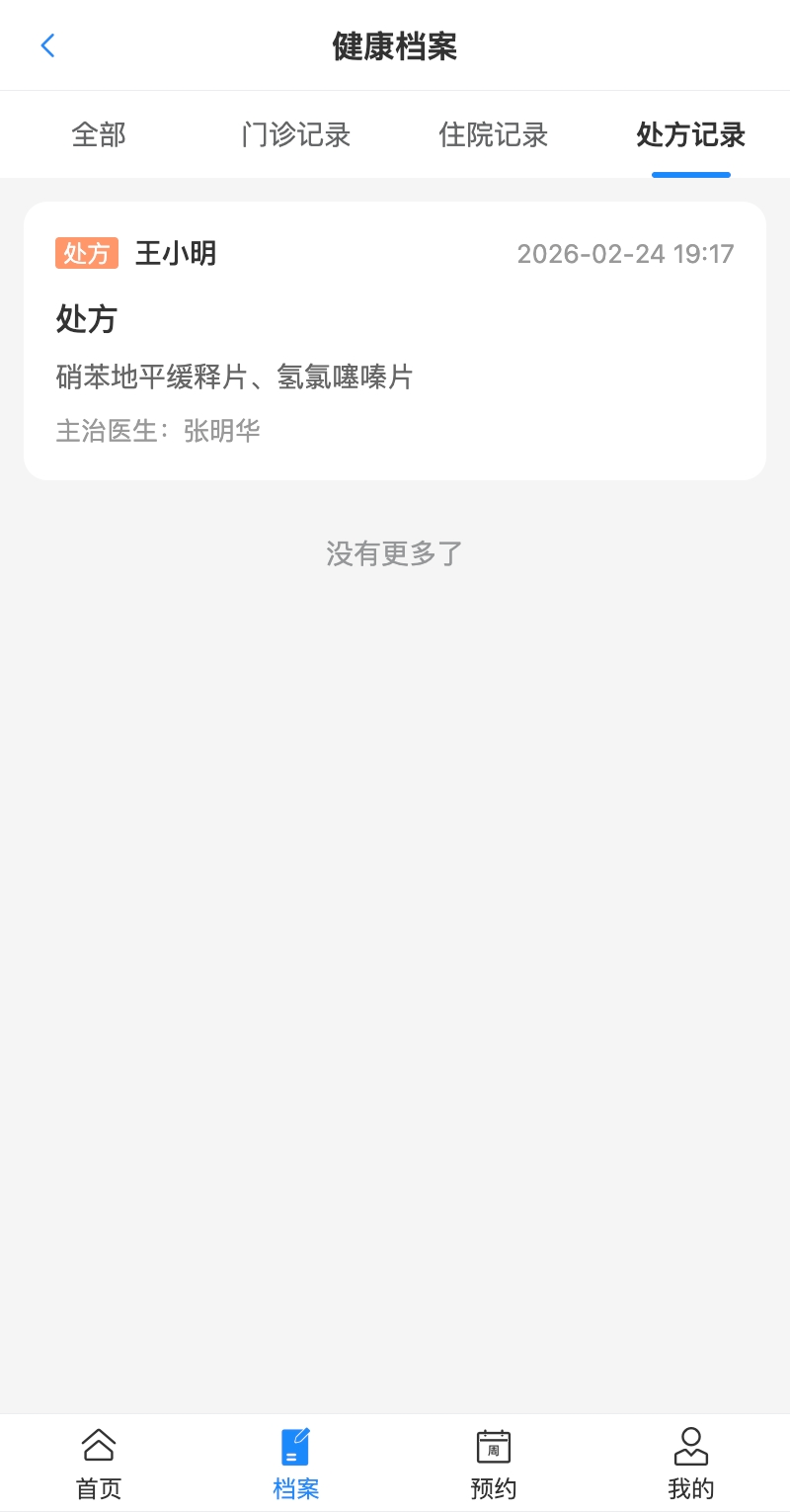 患者端处方记录页面